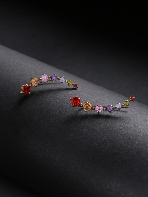 Carlton London Multicoloured Gold-Plated CZ Studded Contemporary Drop Earrings, Multi
Carlton London Multicoloured Gold-Plated CZ Studded Contemporary Drop Earrings, Multi