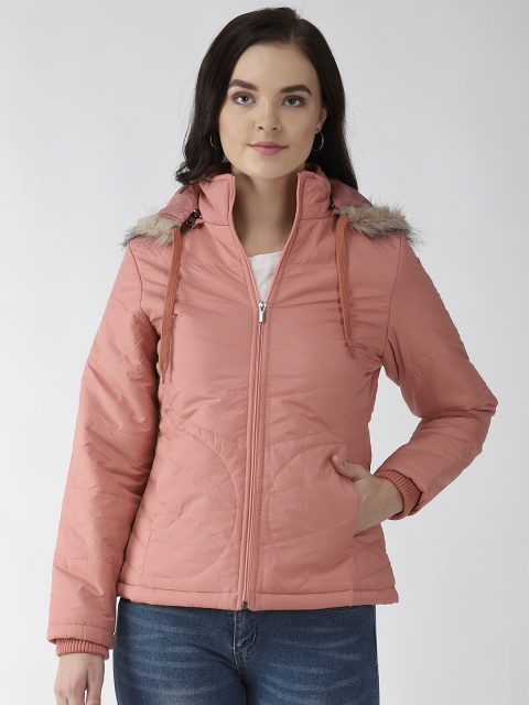 Foreign Culture By Fort Collins Women Dusty Pink Solid Padded Parka Jacket