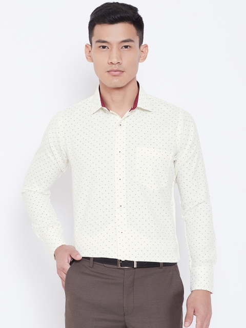 Shaftesbury London Men Cream-Coloured & Navy Blue Slim Fit Printed Semi Formal Shirt
Shaftesbury London Men Cream-Coloured & Navy Blue Slim Fit Printed Semi Formal Shirt