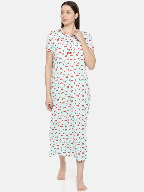 Slumber Jill Blue Printed Nightdress FS-048