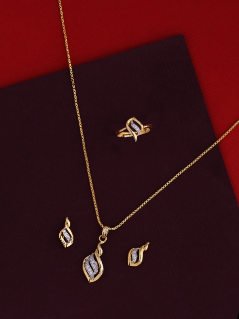 Voylla Women Gold-Plated & White Handcrafted CZ Two Tone Leafy Sparkler Box Jewellery Set
Voylla Women Gold-Plated & White Handcrafted CZ Two Tone Leafy Sparkler Box Jewellery Set