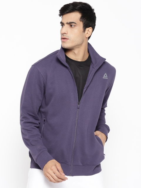 Reebok Men Purple Solid Fon Bas Sweatshirt