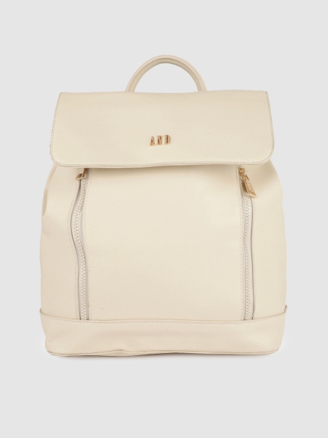 AND Women Beige Solid Backpack