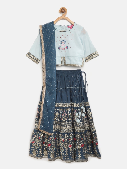 Biba Girls Teal Blue & Golden Ethnic Print Ready to Wear Lehenga & Blouse with Dupatta
Biba Girls Teal Blue & Golden Ethnic Print Ready to Wear Lehenga & Blouse with Dupatta