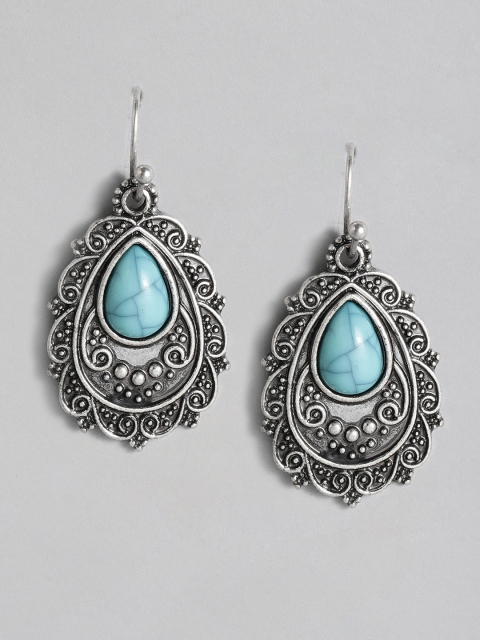 Accessorize Turquoise Blue & Oxidised Silver-Toned Beaded Teardrop-Shaped Drop Earrings
Accessorize Turquoise Blue & Oxidised Silver-Toned Beaded Teardrop-Shaped Drop Earrings