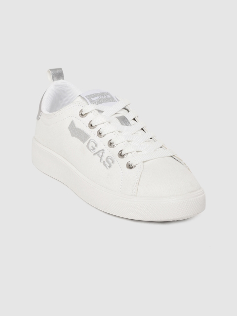 GAS Women White Solid Sneakers