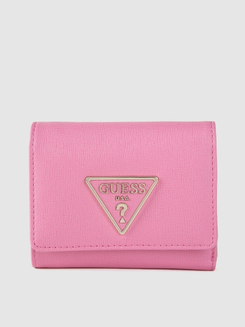GUESS Women Pink Solid Three Fold Wallet