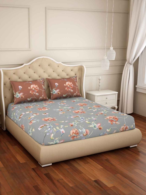 SPACES Grey & Rust Floral 180 TC Cotton 1 Sustainable Queen Bedsheet with 2 Pillow Covers
SPACES Grey & Rust Floral 180 TC Cotton 1 Sustainable Queen Bedsheet with 2 Pillow Covers