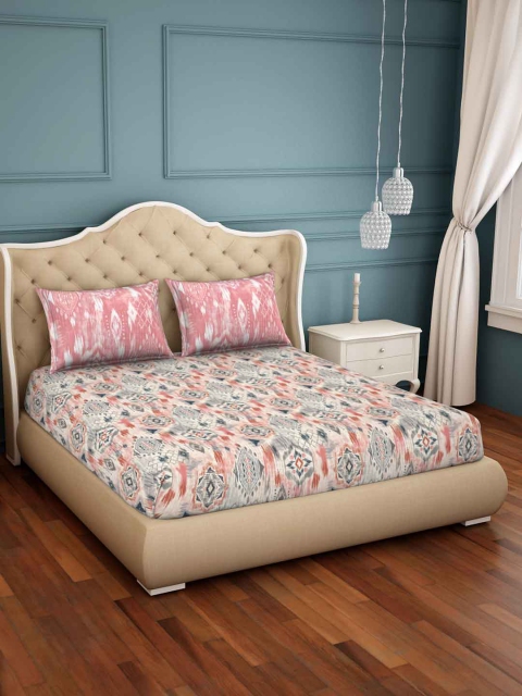 SPACES Peach-Coloured & Cream-Coloured Abstract 180 TC Cotton 1 Sustainable Queen Bedsheet with 2 Pillow Covers
SPACES Peach-Coloured & Cream-Coloured Abstract 180 TC Cotton 1 Sustainable Queen Bedsheet with 2 Pillow Covers