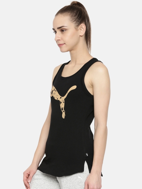Puma Women Black Graphic Printed Tank Top