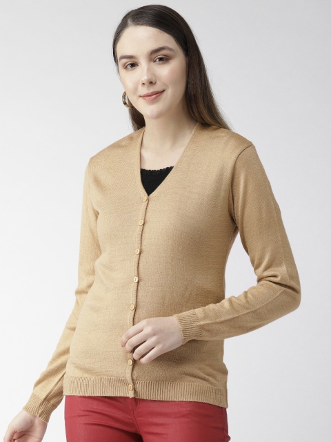 Fort Collins Women Beige Solid Cardigan