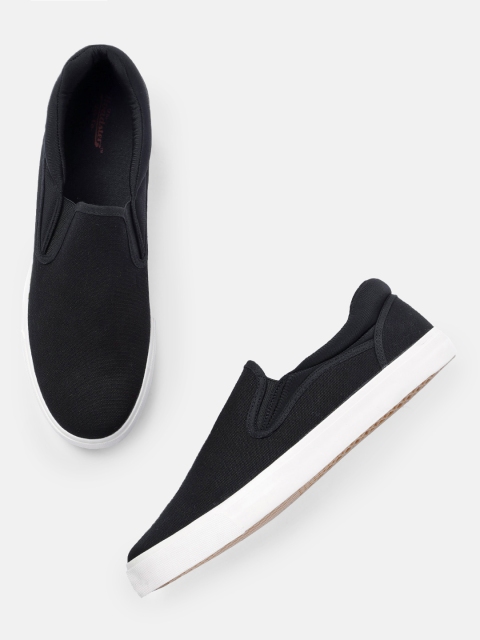 Roadster Men Black Slip-On Sneakers