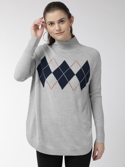 Marks & Spencer Women Grey & Navy Blue Self Design Pullover Sweater
Marks & Spencer Women Grey & Navy Blue Self Design Pullover Sweater