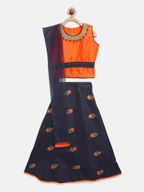 Aarika Girls Navy & Orange Embellished Silk Ready to Wear Pattu Pavadai with Dupatta, Navy blue
Aarika Girls Navy & Orange Embellished Silk Ready to Wear Pattu Pavadai with Dupatta, Navy blue