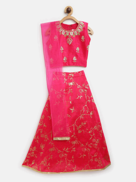 Aarika Girls Pink & Golden Embroidered Silk Ready to Wear Lehenga & Blouse with Dupatta
Aarika Girls Pink & Golden Embroidered Silk Ready to Wear Lehenga & Blouse with Dupatta