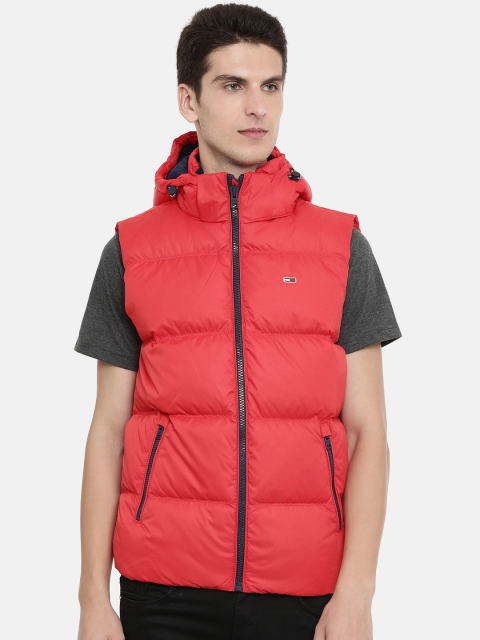 Tommy Hilfiger Men Red Solid Puffer Jacket