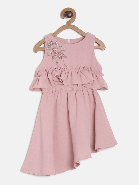 Tiny Girl Solid Pink Fit & Flare Dress