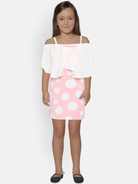 Tiny Girl Peach-Coloured & Off White Printed Sheath Dress