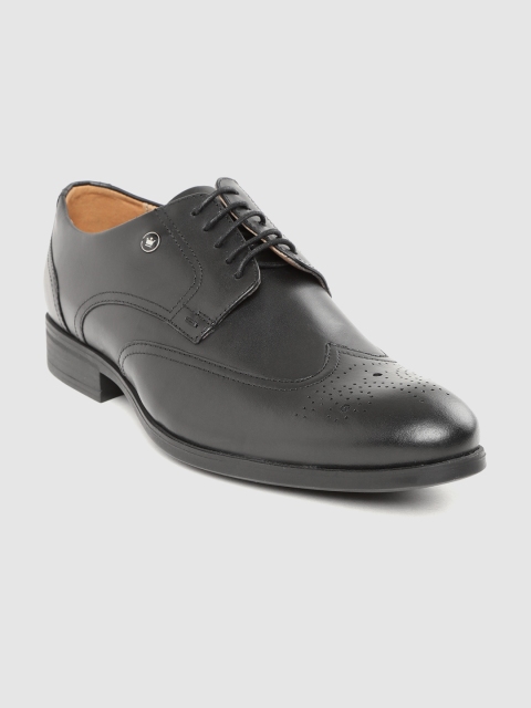 Louis Philippe Men Black Leather Formal Brogues