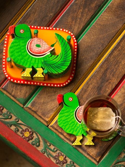 ExclusiveLane The Resting Parrots Chilbil Wood Set of 6 Hand-Painted Coasters, Green
ExclusiveLane The Resting Parrots Chilbil Wood Set of 6 Hand-Painted Coasters, Green
