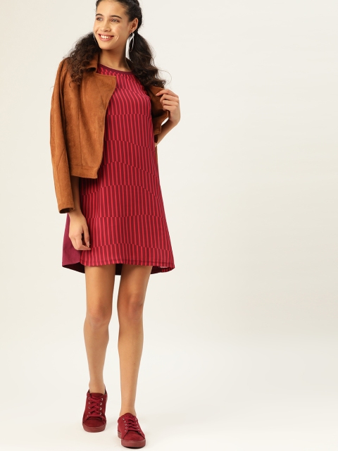 United Colors of Benetton Women Maroon & Red Printed T-shirt Dress