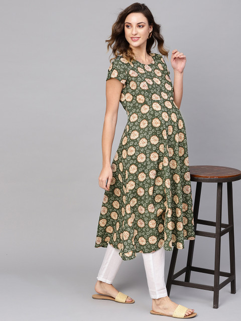 AKS Women Green & Beige Floral Printed Maternity A-Line Kurta
AKS Women Green & Beige Floral Printed Maternity A-Line Kurta