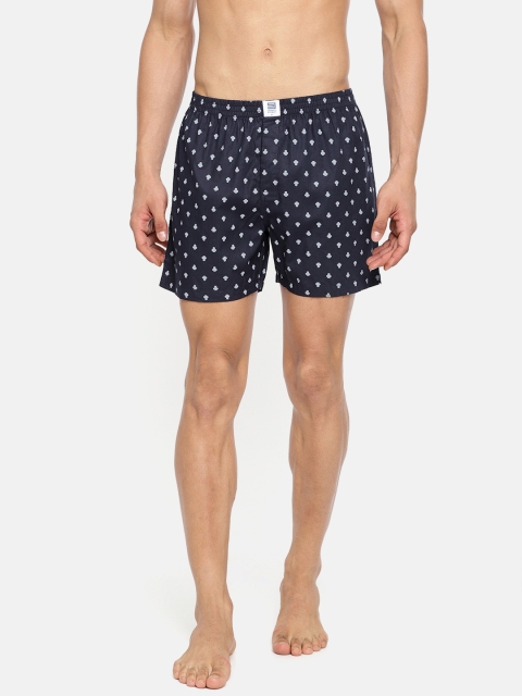 SPYKAR Navy Blue & Grey Printed Pure Cotton Boxers SPY/MBX/ON/W1806