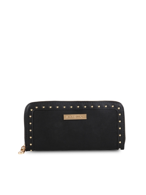 Addons Women Black Solid Zip Around Wallet
