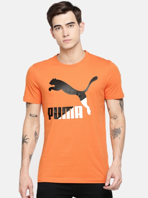 Puma Men Orange Solid Round Neck T-shirt