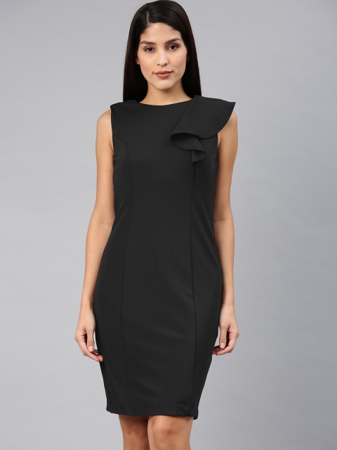 Van Heusen Women Solid Black Sheath Dresss