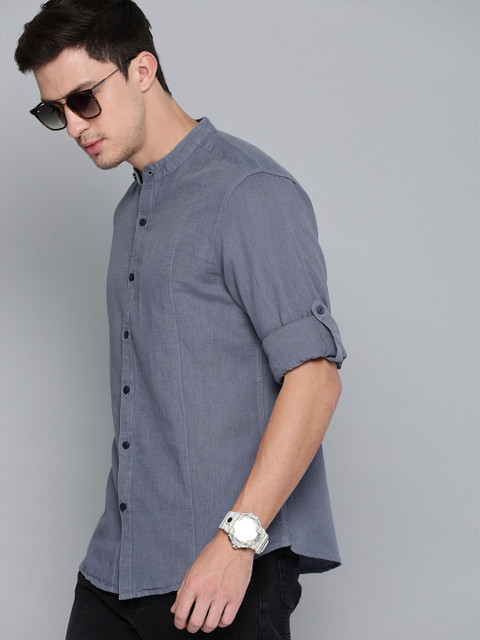 Harvard Men Grey Regular Fit Solid Cotton Linen Casual Shirt 
Harvard Men Grey Regular Fit Solid Cotton Linen Casual Shirt