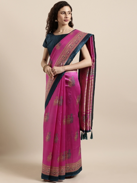 Shaily Pink Silk Blend Printed Banarasi Saree
