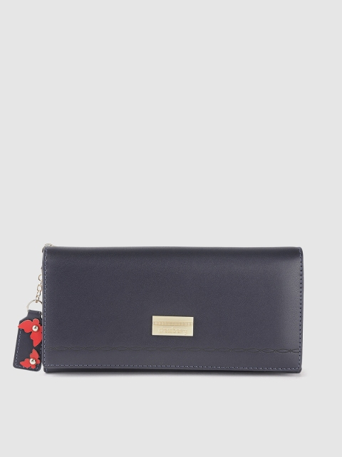DressBerry Women Navy Blue Solid Two Fold Wallet