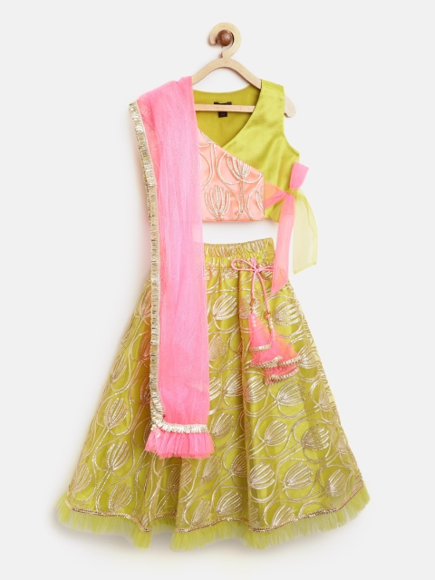 pspeaches Girls Lime Green & Pink Embellished Ready to Wear Lehenga & Blouse with Dupatta
pspeaches Girls Lime Green & Pink Embellished Ready to Wear Lehenga & Blouse with Dupatta