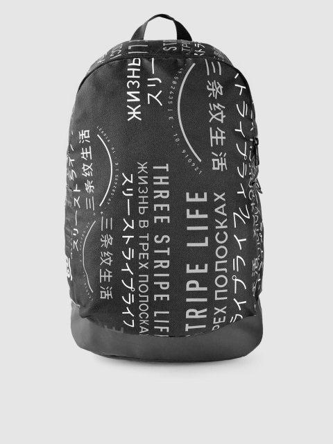 ADIDAS Unisex Black & Grey YA GR Typography Print Laptop Backpack
