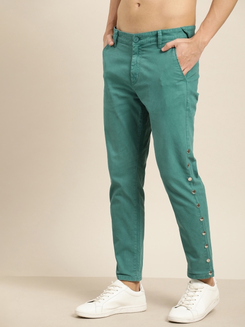 Moda Rapido Men Green Solid Chinos