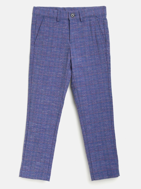 United Colors of Benetton Boys Blue Regular Fit Checked Chinos