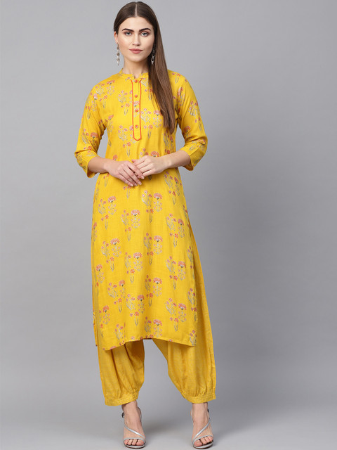 Yuris Women Yellow & Orange Printed Kurta with Salwar 
Yuris Women Yellow & Orange Printed Kurta with Salwar