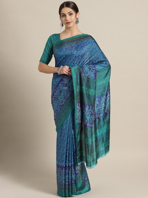 Saree mall Blue Printed Saree