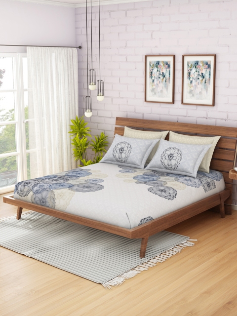 SPACES Off-White & Blue Ethnic Motifs 400 TC Cotton 1 King Bedsheet with 4 Pillow Covers
SPACES Off-White & Blue Ethnic Motifs 400 TC Cotton 1 King Bedsheet with 4 Pillow Covers