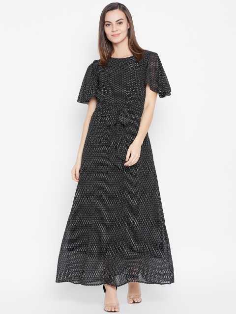 Cottinfab Women Black & White Printed Maxi Dress