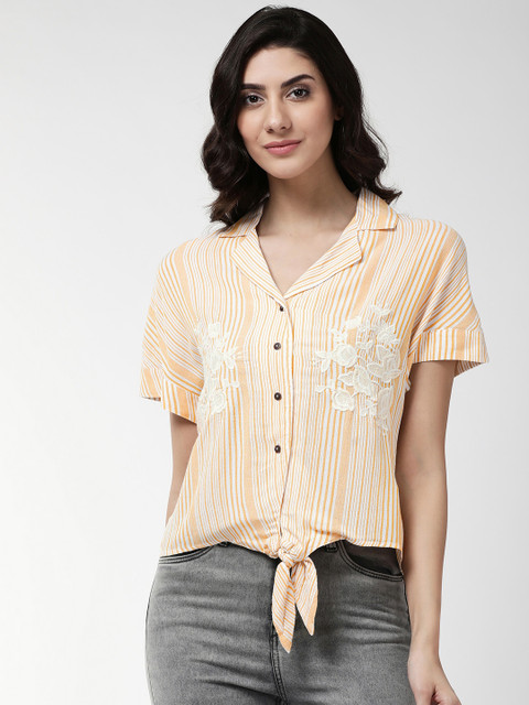 Marks & Spencer Women Beige & Off-White Regular Fit Striped Casual Shirt 
Marks & Spencer Women Beige & Off-White Regular Fit Striped Casual Shirt