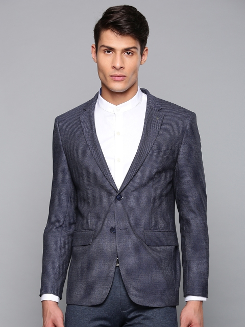 Louis Philippe Men Blue & Black Self-Design Slim Fit Single-Breasted Formal Blazer
Louis Philippe Men Blue & Black Self-Design Slim Fit Single-Breasted Formal Blazer