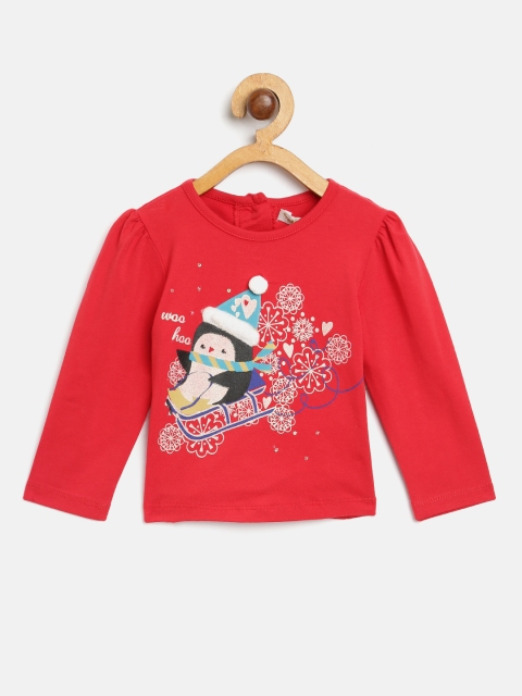 Nauti Nati Girls Red Printed Top