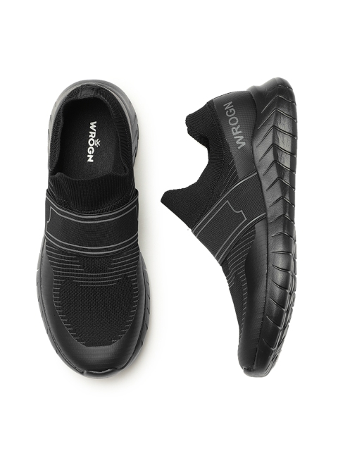 WROGN Men Black Slip-On Sneakers