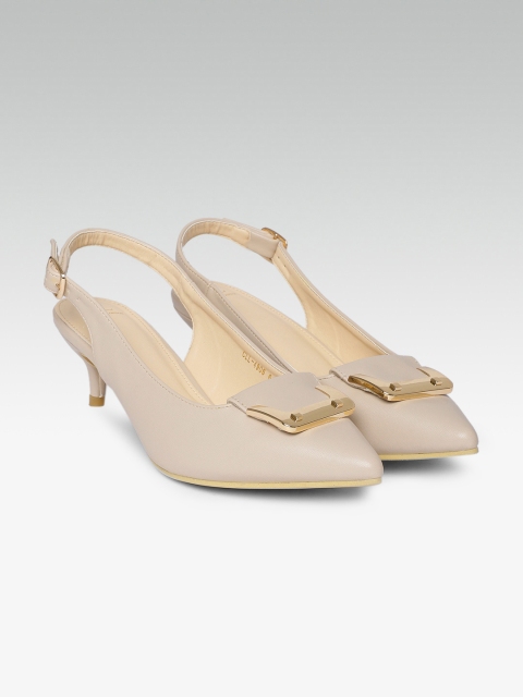 Carlton London Women Beige Solid Sandals