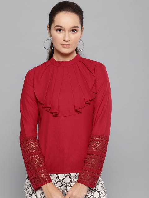STREET 9 Women Maroon Solid Top