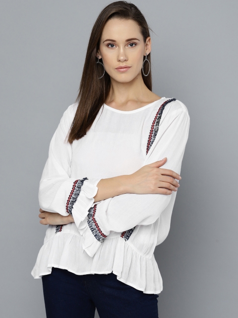 RARE Women White Solid Top