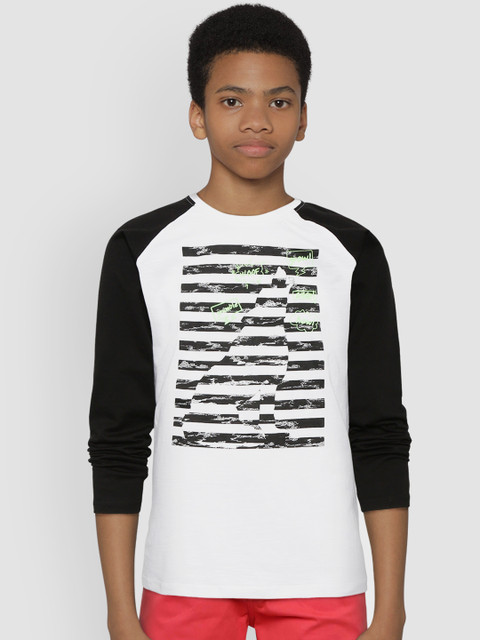Gini and Jony Boys White & Black Striped Round Neck T-shirt
Gini and Jony Boys White & Black Striped Round Neck T-shirt