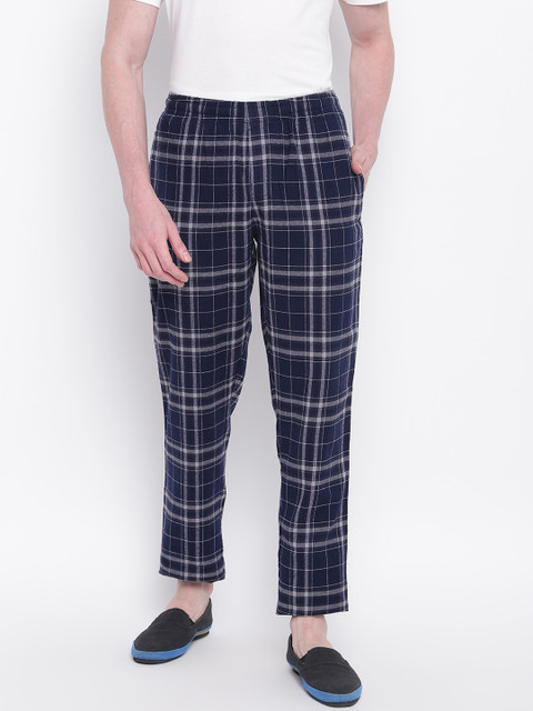 Sweet Dreams Men Navy Blue & Grey Checked Lounge Pants 
Sweet Dreams Men Navy Blue & Grey Checked Lounge Pants